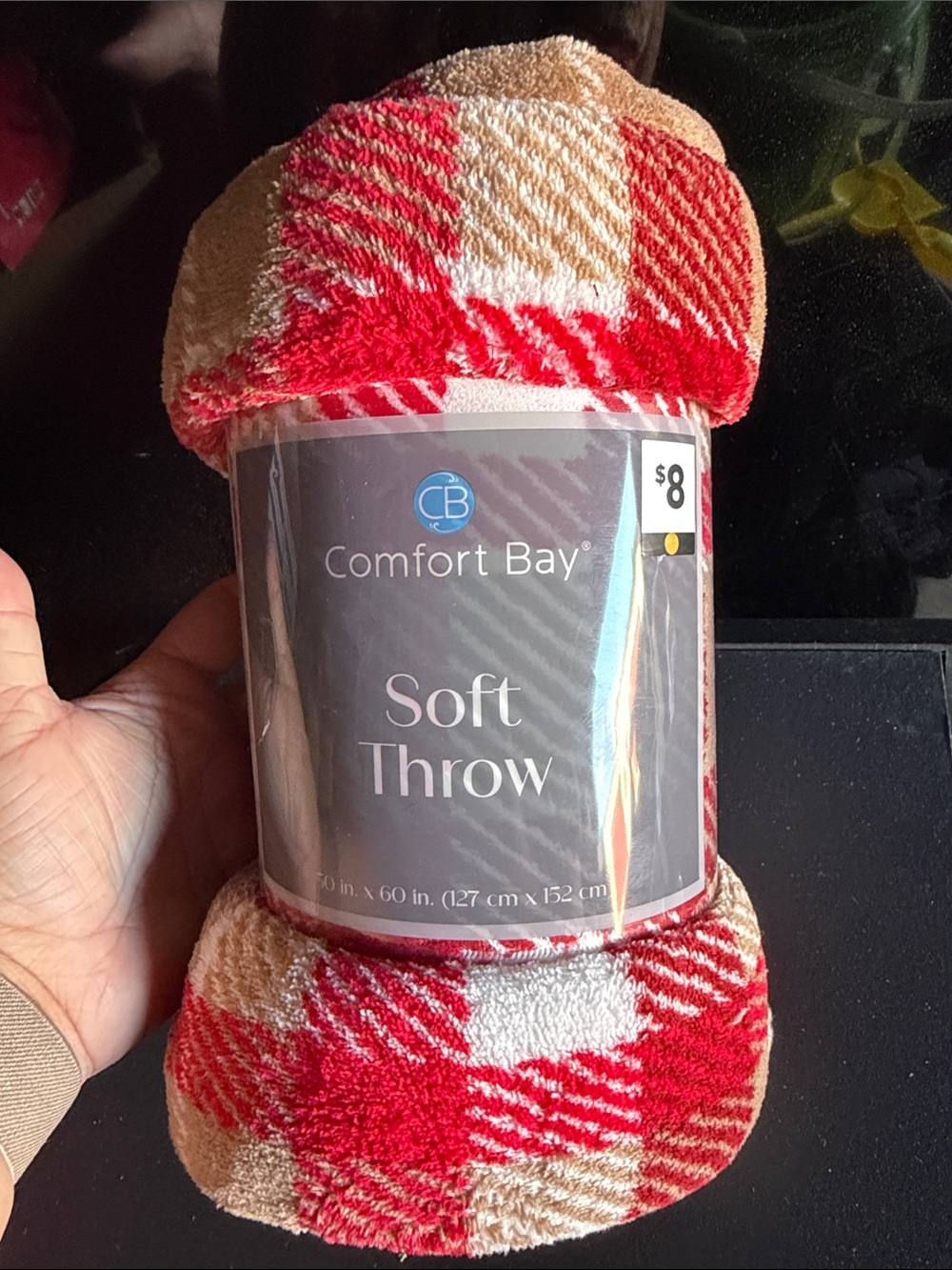 Comfort Bay Red & Cream Plaid Soft Throw Blanket